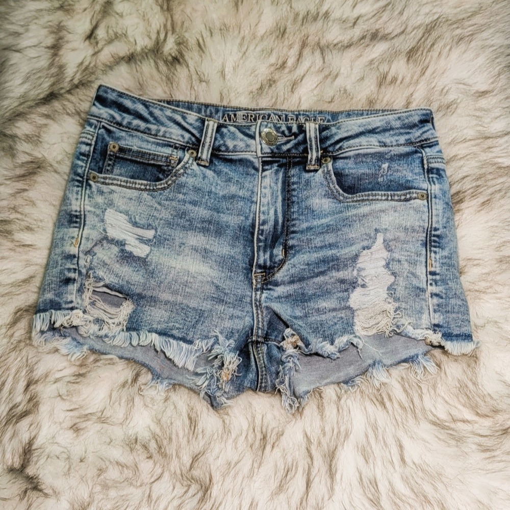 American Eagle Outfitters Ne(x)t Level Stretch Distressed Shorts Raw Hem Size 5